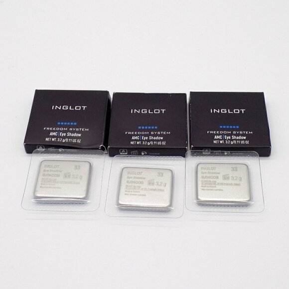 Inglot AMC Eye Shadow Shine Square Freedom System 33 Blue Lot of 3 Squares - Picture 3 of 3